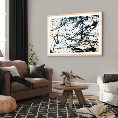Plakát v rámu světlý dub - Expresionistická abstrakce - 40x30 cm