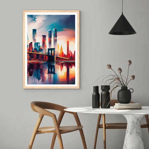 Plakát v rámu světlý dub - Famózní New York - 30x40 cm