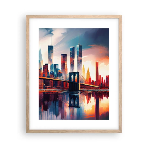 Plakát v rámu světlý dub - Famózní New York - 40x50 cm