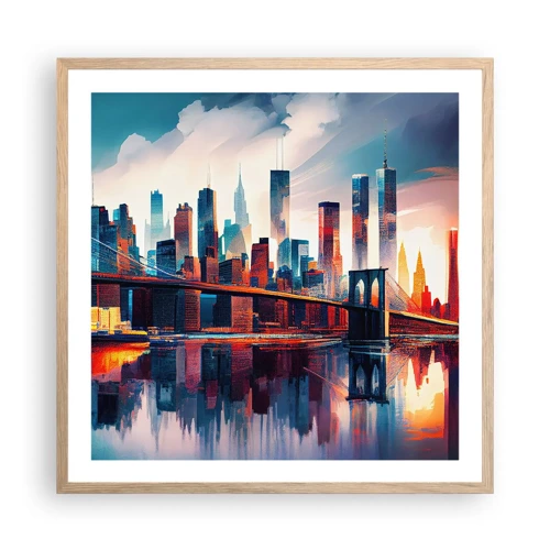 Plakát v rámu světlý dub - Famózní New York - 60x60 cm