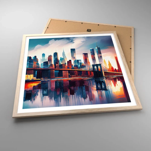 Plakát v rámu světlý dub - Famózní New York - 60x60 cm