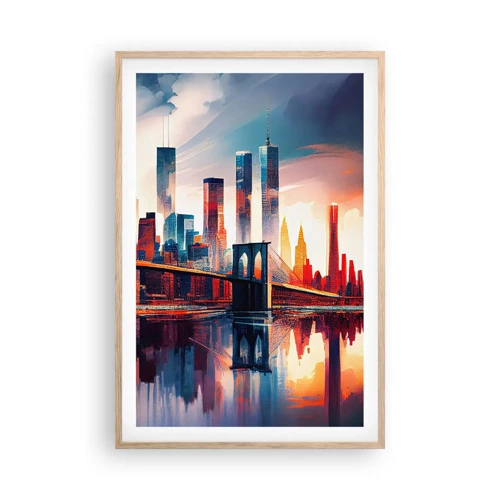 Plakát v rámu světlý dub - Famózní New York - 61x91 cm