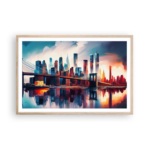 Plakát v rámu světlý dub - Famózní New York - 91x61 cm