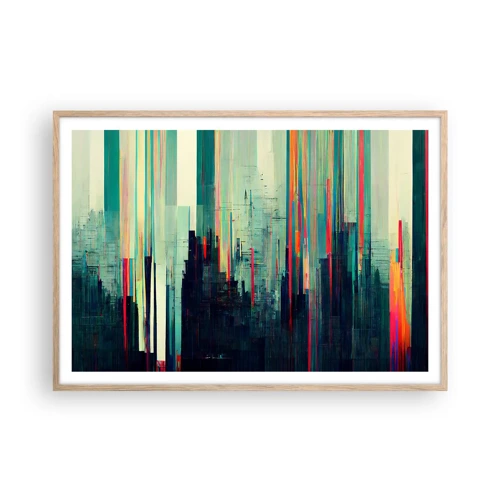 Plakát v rámu světlý dub - Futuristické město - 100x70 cm