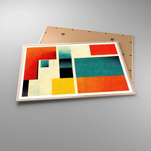 Plakát v rámu světlý dub - Geometrická abstrakce – dobrá energie - 100x70 cm