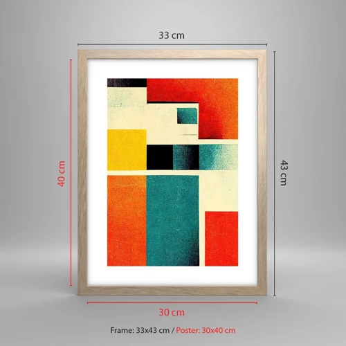 Plakát v rámu světlý dub - Geometrická abstrakce – dobrá energie - 30x40 cm