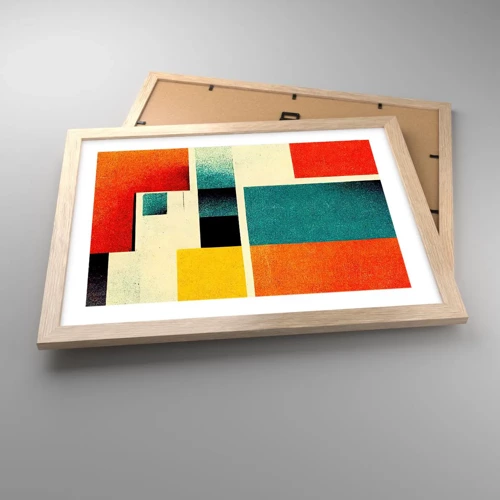 Plakát v rámu světlý dub - Geometrická abstrakce – dobrá energie - 40x30 cm