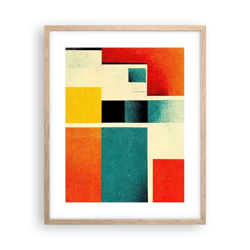 Plakát v rámu světlý dub - Geometrická abstrakce – dobrá energie - 40x50 cm