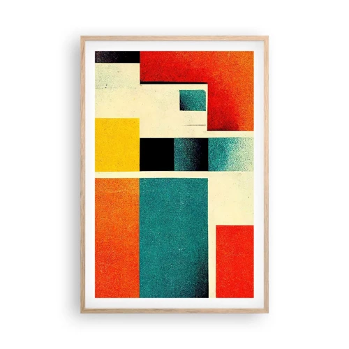 Plakát v rámu světlý dub - Geometrická abstrakce – dobrá energie - 61x91 cm