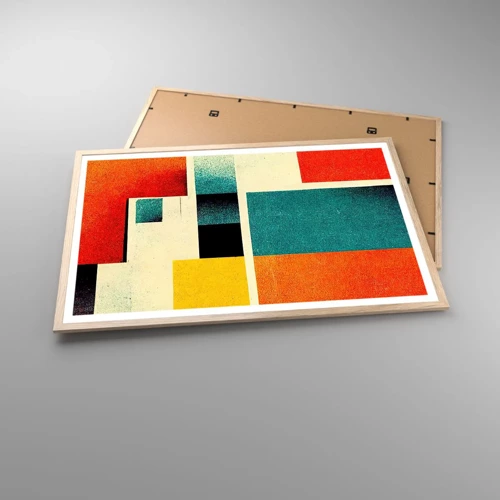 Plakát v rámu světlý dub - Geometrická abstrakce – dobrá energie - 91x61 cm