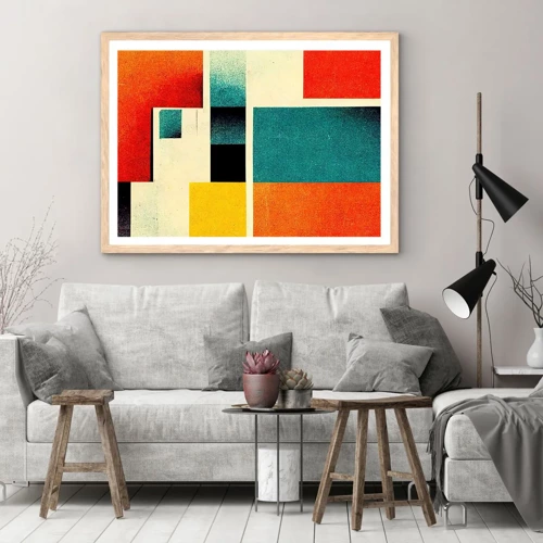 Plakát v rámu světlý dub - Geometrická abstrakce – dobrá energie - 91x61 cm