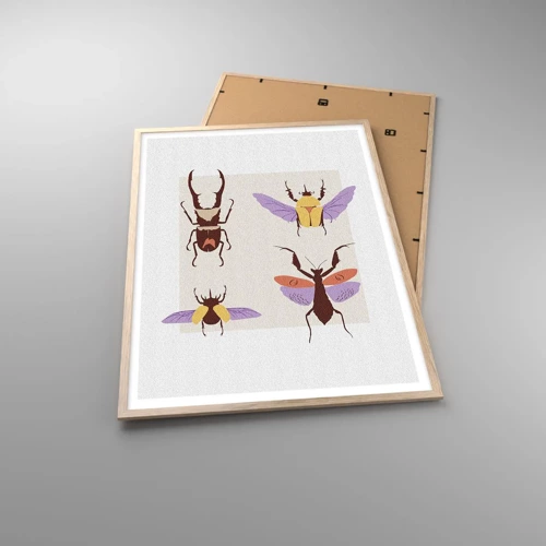 Plakát v rámu světlý dub - Hmyzí svět - 70x100 cm