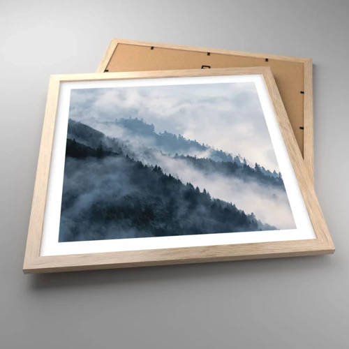 Plakát v rámu světlý dub - Horská mystika - 40x40 cm