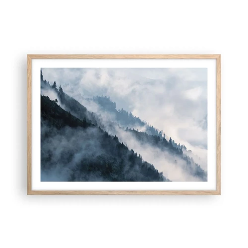 Plakát v rámu světlý dub - Horská mystika - 70x50 cm