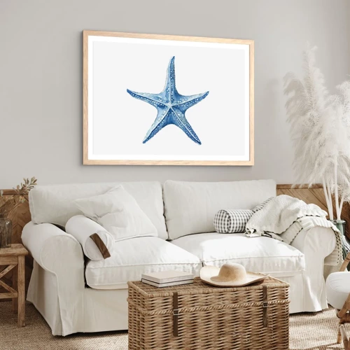 Plakát v rámu světlý dub - Hvězda moře - 50x40 cm