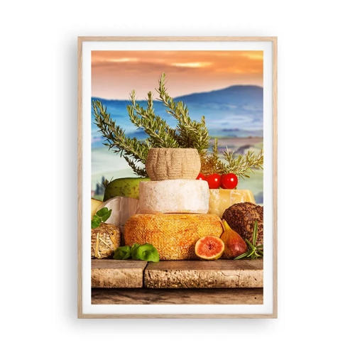 Plakát v rámu světlý dub - Italská radost ze života - 70x100 cm