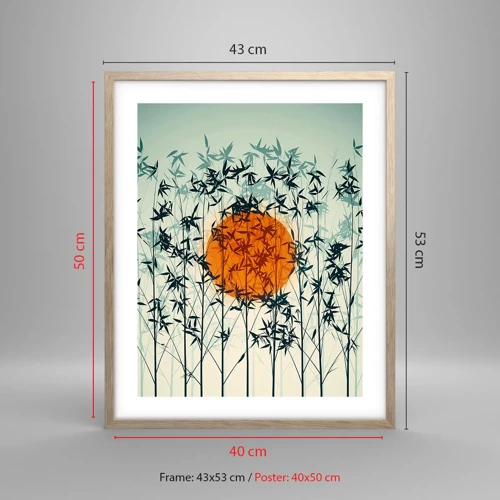 Plakát v rámu světlý dub - Japonské slunce - 40x50 cm