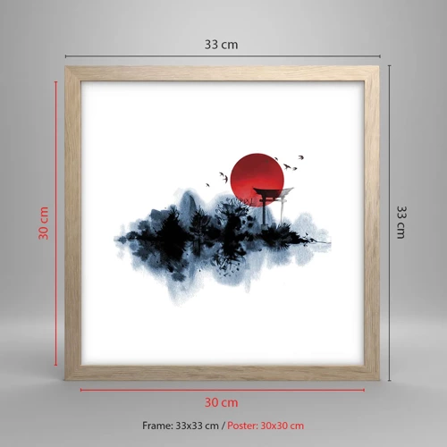 Plakát v rámu světlý dub - Japonský pohled - 30x30 cm