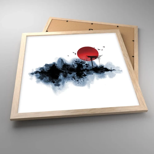 Plakát v rámu světlý dub - Japonský pohled - 40x40 cm