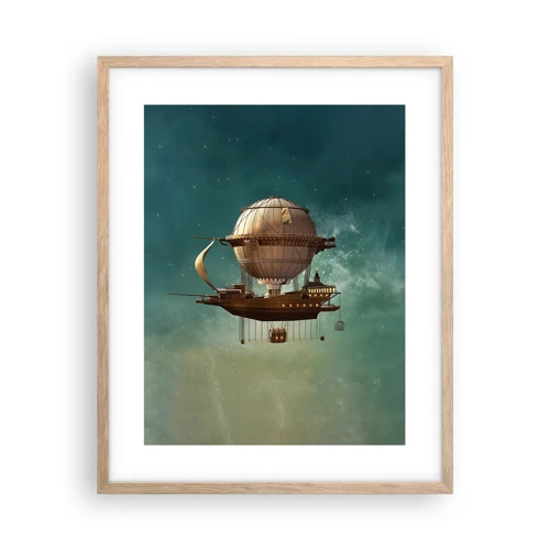 Plakát v rámu světlý dub - Julius Verne zdraví - 40x50 cm