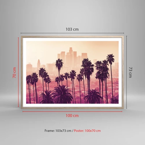 Plakát v rámu světlý dub - Kalifornská krajinka - 100x70 cm