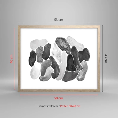 Plakát v rámu světlý dub - Kamenitá abstrakce - 50x40 cm