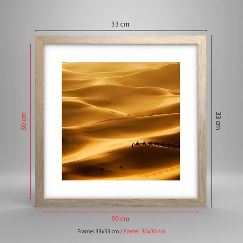 Plakát v rámu světlý dub - Karavana na vlnách pouště - 30x30 cm