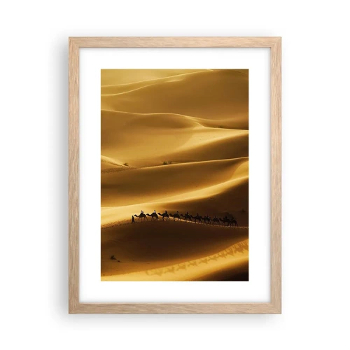 Plakát v rámu světlý dub - Karavana na vlnách pouště - 30x40 cm