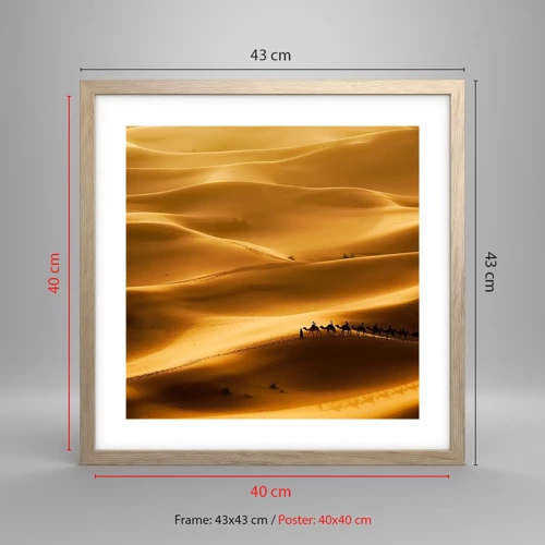 Plakát v rámu světlý dub - Karavana na vlnách pouště - 40x40 cm