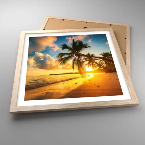 Plakát v rámu světlý dub - Karibský sen - 40x40 cm