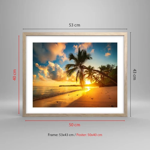 Plakát v rámu světlý dub - Karibský sen - 50x40 cm