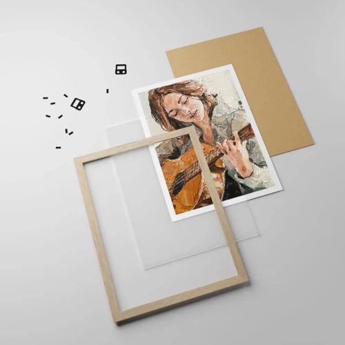 Plakát v rámu světlý dub - Koncert pro kytaru a dívčí srdce - 61x91 cm