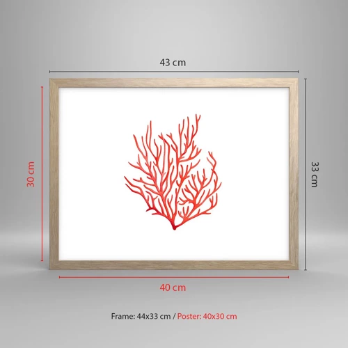 Plakát v rámu světlý dub - Korálový filigrán - 40x30 cm