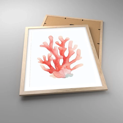 Plakát v rámu světlý dub - Korálový korál - 40x50 cm