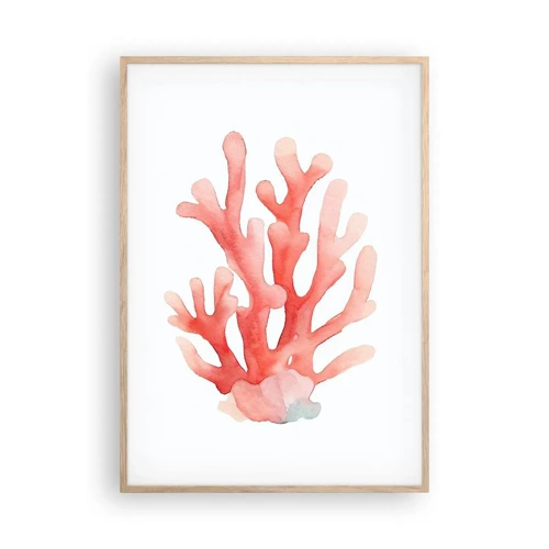 Plakát v rámu světlý dub - Korálový korál - 70x100 cm