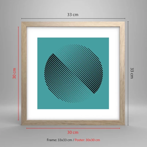 Plakát v rámu světlý dub - Kruh – geometrická variace - 30x30 cm