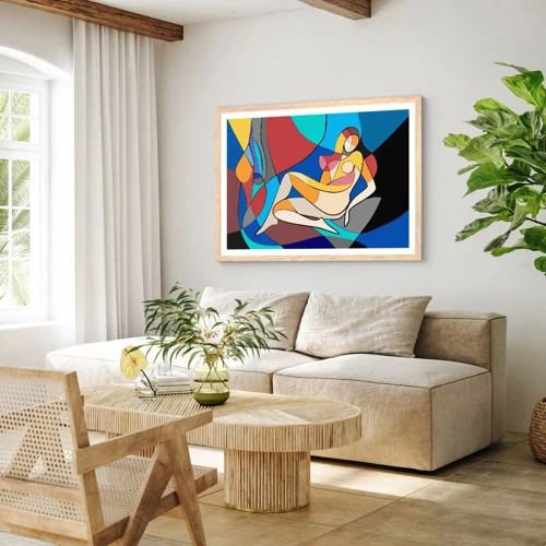 Plakát v rámu světlý dub - Kubistický akt - 40x30 cm