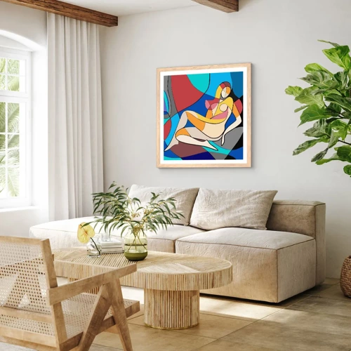 Plakát v rámu světlý dub - Kubistický akt - 60x60 cm