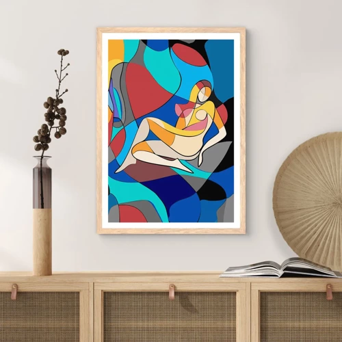 Plakát v rámu světlý dub - Kubistický akt - 61x91 cm