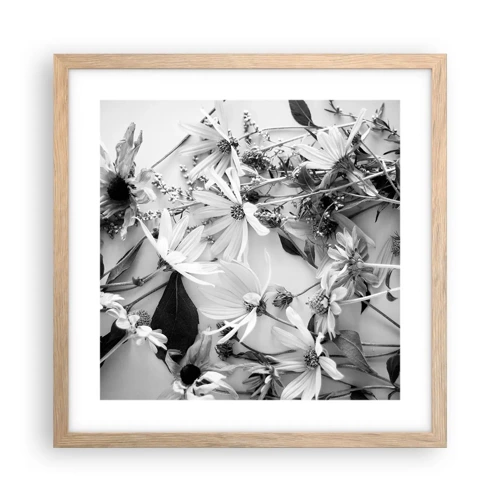 Plakát v rámu světlý dub - Květiny bez kytice - 40x40 cm