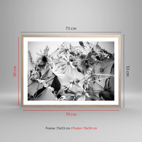 Plakát v rámu světlý dub - Květiny bez kytice - 70x50 cm