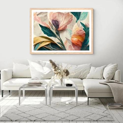 Plakát v rámu světlý dub - Květiny jižních ostrovů - 40x30 cm