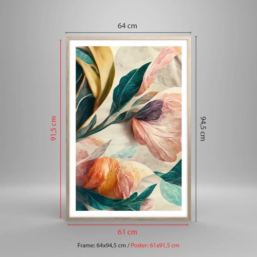 Plakát v rámu světlý dub - Květiny jižních ostrovů - 61x91 cm