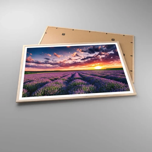 Plakát v rámu světlý dub - Levandulový svět - 100x70 cm