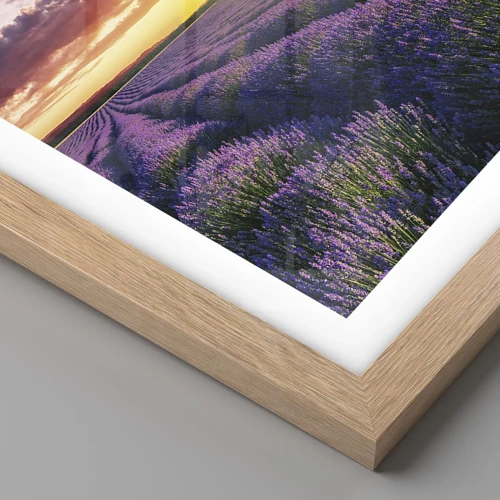 Plakát v rámu světlý dub - Levandulový svět - 100x70 cm