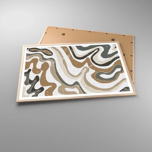 Plakát v rámu světlý dub - Meandry zemitých barev - 100x70 cm