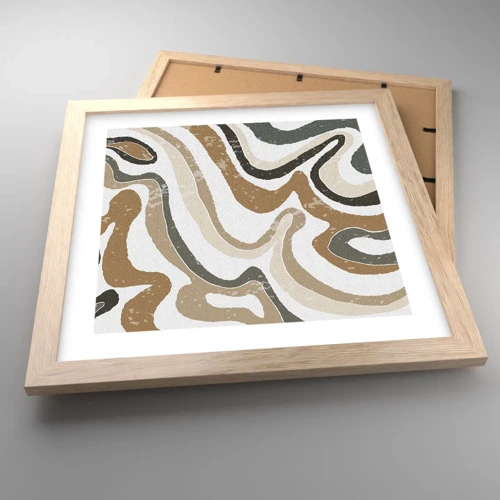 Plakát v rámu světlý dub - Meandry zemitých barev - 30x30 cm