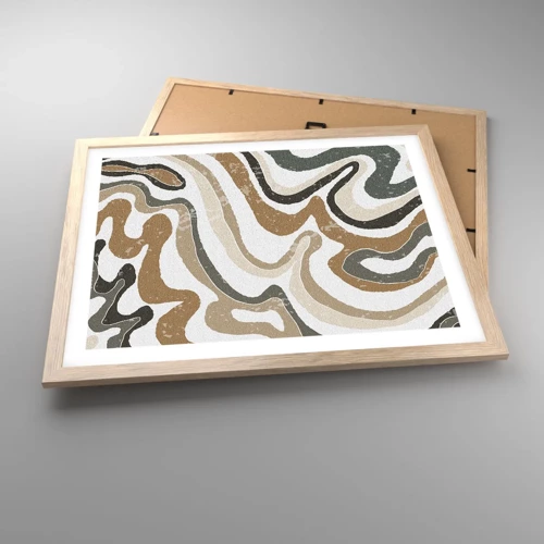 Plakát v rámu světlý dub - Meandry zemitých barev - 50x40 cm