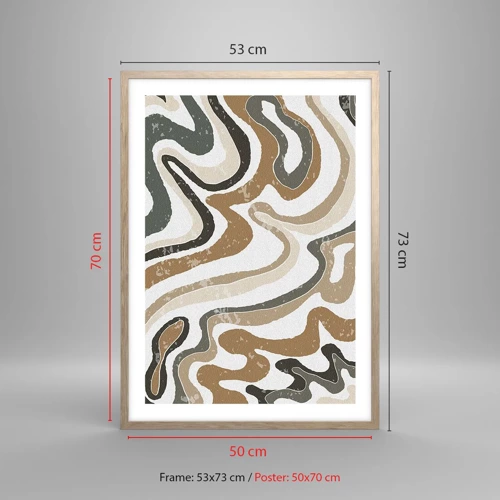 Plakát v rámu světlý dub - Meandry zemitých barev - 50x70 cm