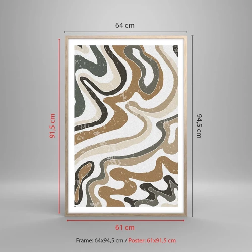 Plakát v rámu světlý dub - Meandry zemitých barev - 61x91 cm